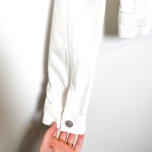 Talula Aritzia White Cropped Classic Denim Jean Fall Jacket - Picture 3 of 7